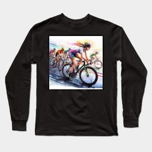 This is an  artistic illustration of bicyclists racing. Long Sleeve T-Shirt